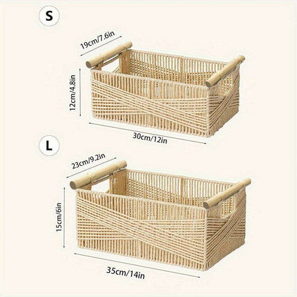 Charming Oversized Wicker Storage Basket with Comfortable Handles - Stylish Open Top Organizer for Any Room..