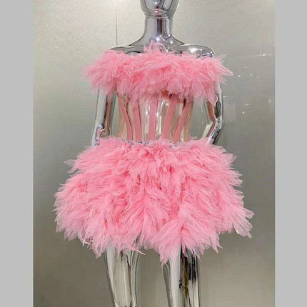 Charming Pink Lace-Up Mini Dress - Perfect for Celebrations and Events