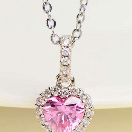 Charming Pink Moissanite Heart Pendant Necklace - A Touch of Timeless Romance - Très Elite