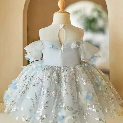 Charming Pink Princess Ball Gown for Girls - Ideal for Weddings, Birthdays, and Baptisms - A4134- Très Elite- Très Elite