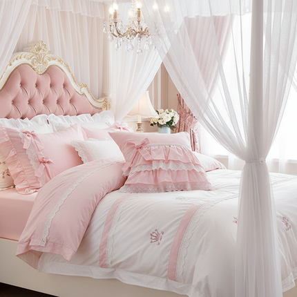 Charming Pink Satin Cushion Cover with Delicate Lace Detailing for Elegant Home Accents