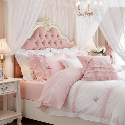 Charming Pink Satin Cushion Cover with Delicate Lace Detailing for Elegant Home Accents