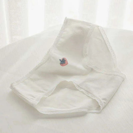 Charming Pink Strawberry Bow-Embellished Cotton Underwear for Women and Students - Très Elite