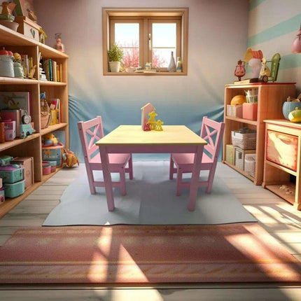 Charming Pink Wooden Table and Chair Set for Girls Aged 2-8 - Safe and Durable Design - Très Elite