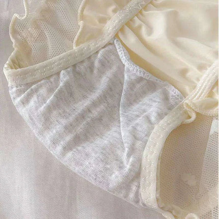 Charming Princess-Inspired Satin Lace Bow Women's Panties - Soft Ruffled Mesh Underwear for All-Day Comfort - Très Elite