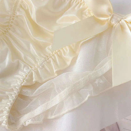 Charming Princess-Inspired Satin Lace Bow Women's Panties - Soft Ruffled Mesh Underwear for All-Day Comfort - Très Elite