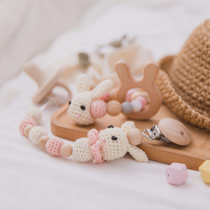 Charming Rabbit Teething Cart Chain - Safe and Fun Teething Accessory for Babies