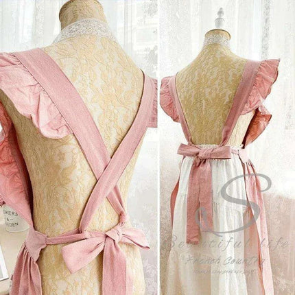 Charming Retro Floral Cotton-Linen Apron Dress for Women - Très Elite