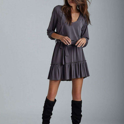 Charming Ruffle Hem Daydress European Casual Everyday Wear - Très Elite