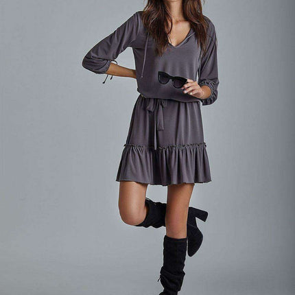 Charming Ruffle Hem Daydress European Casual Everyday Wear - Très Elite