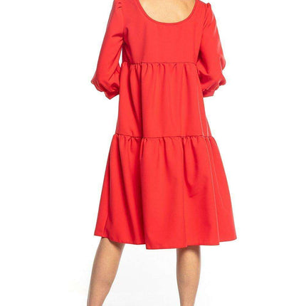 Charming Ruffled Boatneck Flare Dress - Très Elite