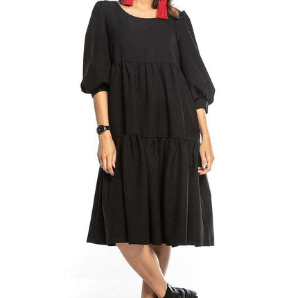 Charming Ruffled Boatneck Flare Dress