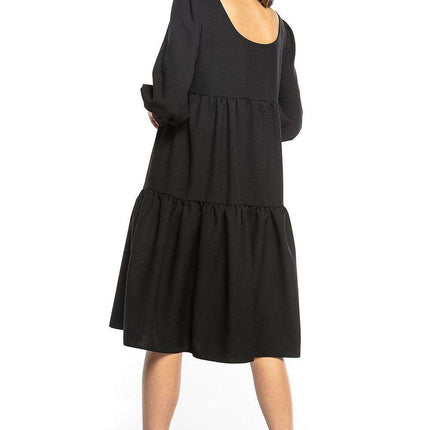 Charming Ruffled Boatneck Flare Dress - Très Elite
