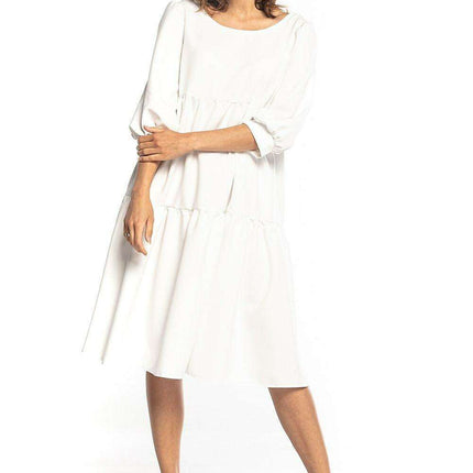 Charming Ruffled Boatneck Flare Dress