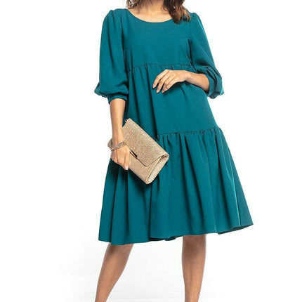 Charming Ruffled Boatneck Flare Dress