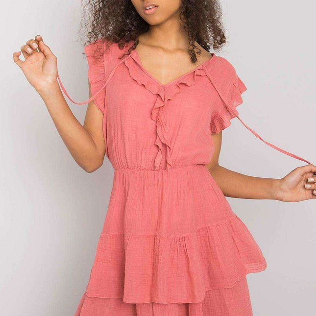 Charming Ruffled Cotton Day Dress - Très Elite