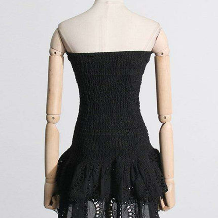 Charming Ruffled Hollow Embroidered A-Line Dress - Très Elite