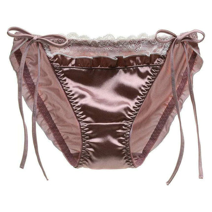 Charming Ruffled Satin Heart Print Panties for Women - Delightfully Cute Seamless Underwear - Très Elite