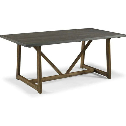 Charming Rustic Farmhouse Solid Pine Wood Dining Table - 72 Inch Modern Design in Grey/Brown for 6 Guests - 150 lbs Capacity - Très Elite