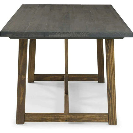 Charming Rustic Farmhouse Solid Pine Wood Dining Table - 72 Inch Modern Design in Grey/Brown for 6 Guests - 150 lbs Capacity - Très Elite