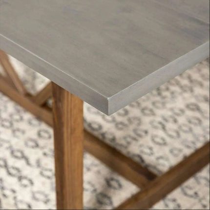 Charming Rustic Farmhouse Solid Pine Wood Dining Table - 72 Inch Modern Design in Grey/Brown for 6 Guests - 150 lbs Capacity - Très Elite