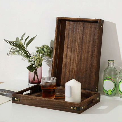 Charming Rustic Wood Serving Tray with Comfortable Handles - Ideal Multi-Purpose Centerpiece for Every Gathering - Très Elite