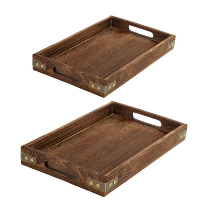 Charming Rustic Wood Serving Tray with Comfortable Handles - Ideal Multi-Purpose Centerpiece for Every Gathering - Très Elite