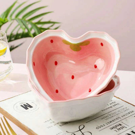 Charming Strawberry Bliss Ceramic Noodle Bowl Collection - Très Elite