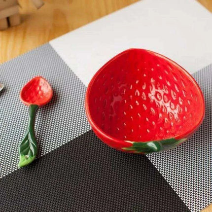 Charming Strawberry-Inspired Kids' Ceramic Dining Collection for Fun Mealtimes