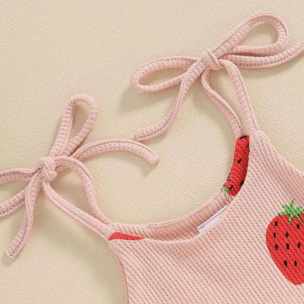 Charming Strawberry Print Summer Romper and Headband Set for Baby Girls (3-24 Months) - Très Elite
