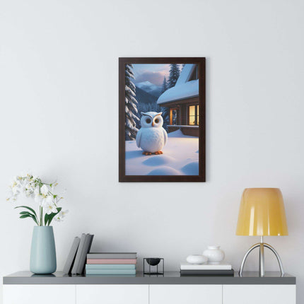 Charming Sustainable Owl Framed Art Print - Maison d'Elite Vertical Poster..