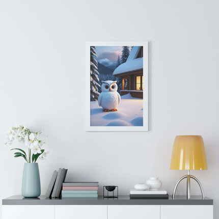 Charming Sustainable Owl Framed Art Print - Maison d'Elite Vertical Poster..