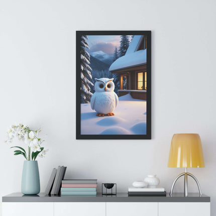 Charming Sustainable Owl Framed Art Print - Maison d'Elite Vertical Poster..