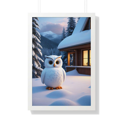 Charming Sustainable Owl Framed Art Print - Maison d'Elite Vertical Poster - Très Elite