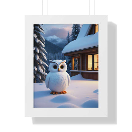 Charming Sustainable Owl Framed Art Print - Maison d'Elite Vertical Poster - Très Elite