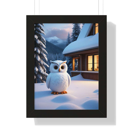 Charming Sustainable Owl Framed Art Print - Maison d'Elite Vertical Poster - Très Elite