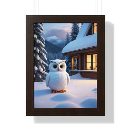 Charming Sustainable Owl Framed Art Print - Maison d'Elite Vertical Poster - Très Elite