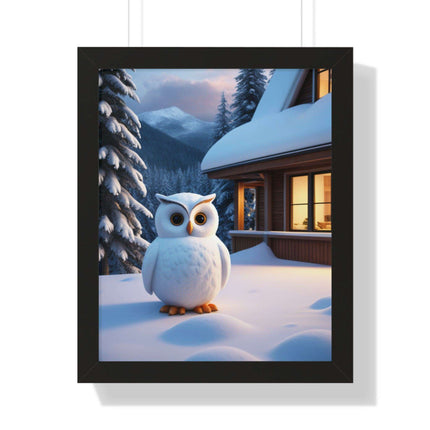 Charming Sustainable Owl Framed Art Print - Maison d'Elite Vertical Poster - Très Elite