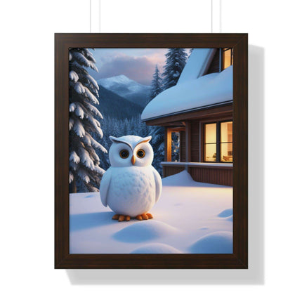 Charming Sustainable Owl Framed Art Print - Maison d'Elite Vertical Poster - Très Elite
