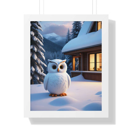 Charming Sustainable Owl Framed Art Print - Maison d'Elite Vertical Poster - Très Elite