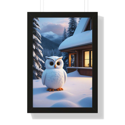 Charming Sustainable Owl Framed Art Print - Maison d'Elite Vertical Poster - Très Elite