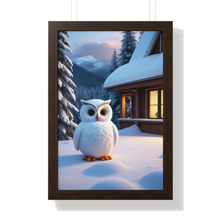 Charming Sustainable Owl Framed Art Print - Maison d'Elite Vertical Poster - Très Elite