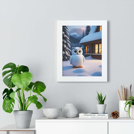 Charming Sustainable Owl Framed Art Print - Maison d'Elite Vertical Poster..