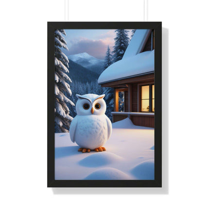 Charming Sustainable Owl Framed Art Print - Maison d'Elite Vertical Poster - Très Elite