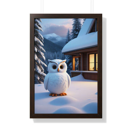Charming Sustainable Owl Framed Art Print - Maison d'Elite Vertical Poster - Très Elite