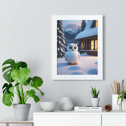 Charming Sustainable Owl Framed Art Print - Maison d'Elite Vertical Poster..