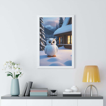 Charming Sustainable Owl Framed Art Print - Maison d'Elite Vertical Poster..
