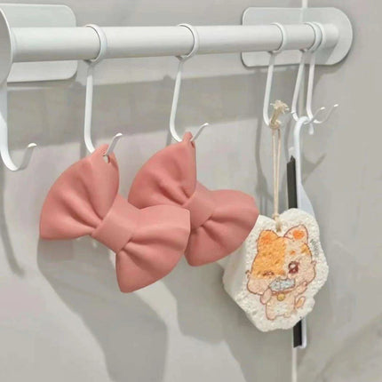 Charming Tiny Bow-Designed Heat-Resistant Silicone Oven Mitts - Set of 2 Mini Pot Holders for Safe Cooking - Très Elite