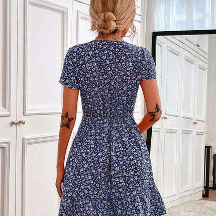 Charming V-Neck Printed Swing Dress for Women - Très Elite
