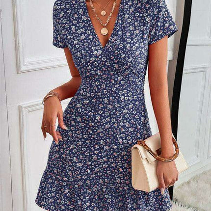 Charming V-Neck Printed Swing Dress for Women - Très Elite